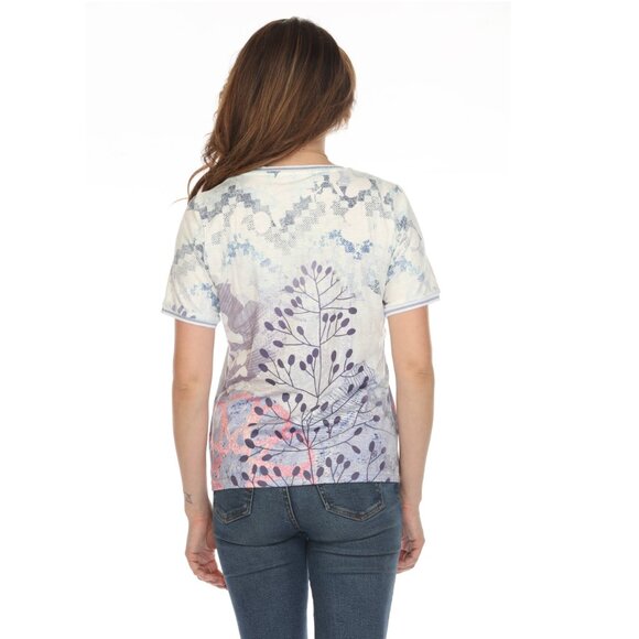 Purple White Bloom Fusion Top - Picture 3 of 6